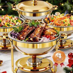 4-Pack 5Qt. Stainless Steel Chafing Dish Buffet Set