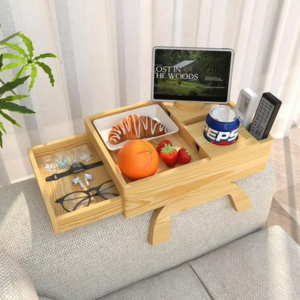 Bamboo Adjustable Sofa Tray w/Drawer