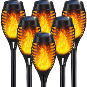 6-Pack Solar Torch Light w/Flickering Flame