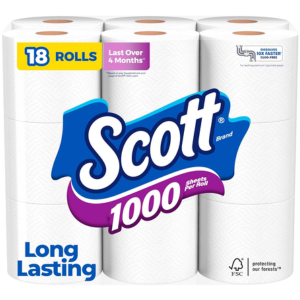 Scott 54-Rolls 1000 1-Ply Toilet Paper