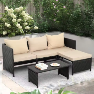 3-Piece Patio Conversation Loveseat Sofa Set