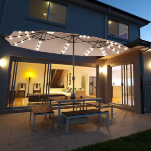 Solar Double-Sided 15' LED Patio Umbrella