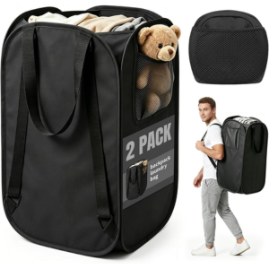 2-Pack 76L Foldable Laundry Backpack