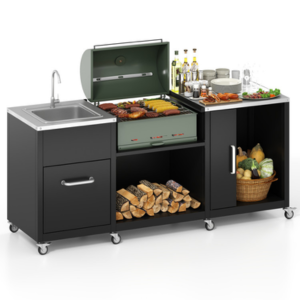 Costway Outdoor Grill Table w/Sink & Drainage