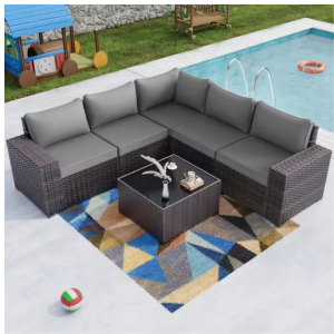 6-Piece Patio Sectional Rattan Furniture Set