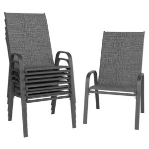 Set of 6 Stackable Metal Patio Dining Chairs